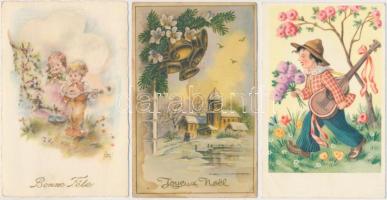 Kb. 270 db MODERN motívumlap dobozban; üdvözlő (karácsony, húsvét, újév), virág, reklám, gyerek / Approx. 270 modern motive cards in a box; greeting (Christmas, Easter, New Year) flowers, advertisement, children