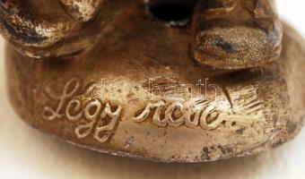 Fém cserkész szobor "Légy résen" felirattal, m: 17 cm