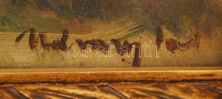 Udvary Pál (1900-1987): Tanya. Olaj, karton, jelzett, üvegezett keretben, 29×39 cm