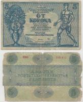 1919. 5K "MÁS TÖRVÉNYES..." (4x) az egyik festett T:III-,IV
Adamo K8.1