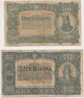 1923. 500K nyomdahely nélkül + 1000K T.W. nyomdahely jelöléssel T:III- Adamo K27