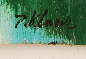 P. Klaus jelzéssel: Eredi tavacska. Olaj, fa lemez, keretben, 12,5×10 cm