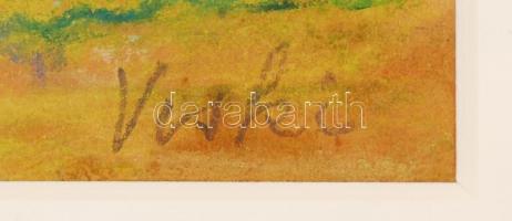 Viski jelzéssel: Vágtázó lovak. Pasztell, papír üvegezett keretben, 12×20 cm