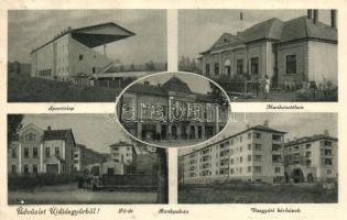 Újdiósgyőr, Sportteleppel, Bankpalotával, Munkásotthonnal és Vasgyári bérházakkal (ázott / wet damage)