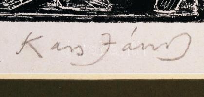 Kass János (1927-2010): Ószövetségi sorozat egy darabja. Magasnyomású rézkarc, papír, jelzett, paszp...