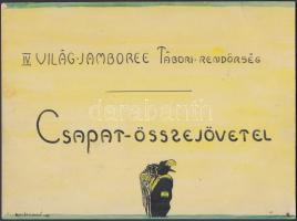 1932 "IV. Világ-Jamboree tábori rendőrség csapat-összejövetel" meghívó terv, 22x16 cm