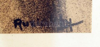 Ruzicskay György (1896-1993): Központban. Algrafia, papír, jelzett az algrafián, üvegezett keretben ...