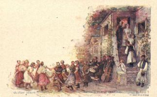 Aratási jelenet Nógrádban, Ezredéves Országos Kiállítás, 5 Kr Ga.