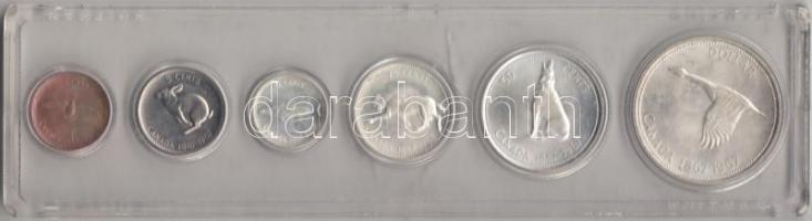 Kanada 1967. 1c + 5c + 10c Ag + 25c Ag + 50c Ag + 1$ Ag "Jubileum 1867-1967" sor szettben,...