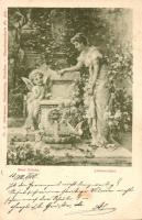 Liebesorakel / Romantic, lady with angel, Fr. A. Ackermann Künstlerpostkarte No. 577. s: Hans Zatzka