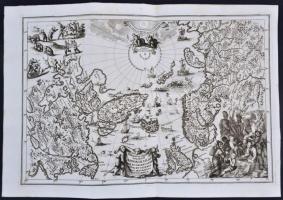 1701 Regionum circum polarium Lapponiae Islandiae et Groenlandiae novae et veteris nova descriptio geographica. Az Északi-sarkvidék térképe, készítette Heinrich Scherer (1628-1704), München. Sok érdekes apró ábrázolással, jelenettel. Rézmetszet, papír, 34,5×23 cm / 1701 Regionum circum polarium Lapponiae Islandiae et Groenlandiae novae et veteris nova descriptio geographica. Map of the Arctic made by Heinrich Scherer (1628-1704), München. With many interesting details. Copper etching, on paper, 34,5×23 cm