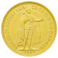 1907KB 10K Au "Ferenc József" Körmöcbánya (3.39g/0.900) T:2 Hungary 1907KB 10 Korona Au "Franz Joseph" Kremnitz (3.39g/0.900) C:XF Adamo K8