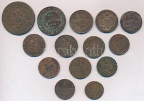 Vegyes: ~1800-1850. 14db vegyes rézkrajcár, rézdénár osztrák, magyar, lengyel verdejelekkel T:vegyes