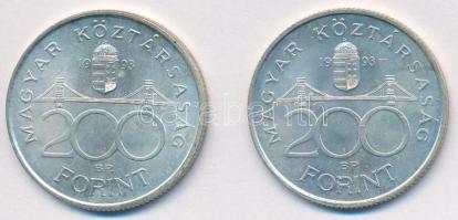 1992. 200Ft Ag "MNB" (2x) T:2,2- Adamo F13