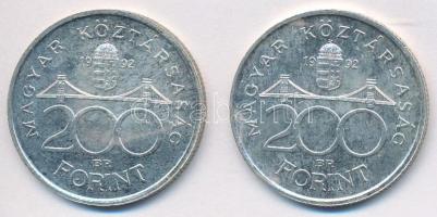 1992. 200Ft Ag "MNB" (2x) T:2,2- Adamo F13