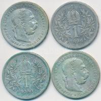 Ausztria 1895-1901. 1K Ag "Ferenc József" (4x) T:2- Austria 1895-1901. 1 Corona Ag "Franz Joseph" (4x) C:VF