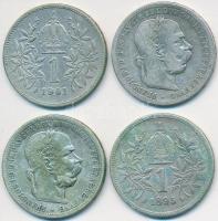 Ausztria 1895-1901. 1K Ag "Ferenc József" (4x) T:2-
Austria 1895-1901. 1 Corona Ag "F...