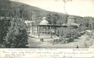 Bártfafürdő, Orvos és Fő forrás, Fedett sétány, kiadja Divald Adolf / springs with promenade (EK)