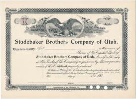 Amerikai Egyesült Államok/Utah 190? "Studebaker Brothers Company of Utah" kitöltetlen részvénye, lyukasztva T:I- USA/Utah 190? "Studebaker Brothers Company of Utah" unfilled share, with holes C:AU