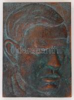 Takács Erzsébet (1928-1999): Karinthy Frigyes. Bronz plakett, jelzett, akasztóval, 11×8 cm