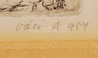 Váci András (1928-1989): Várpalota. Rézkarc, papír, jelzett 14×9 cm