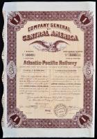 Amerikai Egyesült Államok/Arizona 1909. "Company General of Central America - Atlantic-Pacific Railway" részvénye 5$-ról, szelvényekkel T:II- USA/Arizona 1909. "Company General of Central America - Atlantic-Pacific Railway" share about 5 Dollars, with coupons C:VF