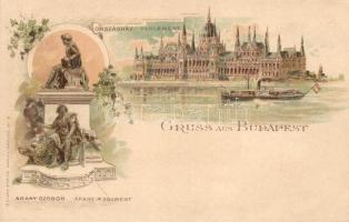 Budapest, Országház, Arany-szobor litho