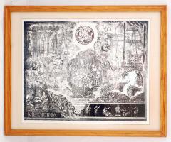 Ábrahám Rafael (1929- ): Mesterségek dicsérete sorozat II. Litográfia, papír, jelzett, üvegezett keretben, 35×43 cm