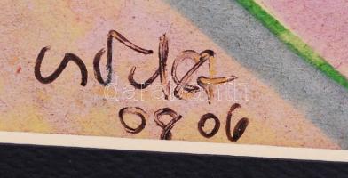 Cs. Németh Miklós (1934-2012): Bohóc. Akvarell, papír, jelzett, keretben, 40×30 cm