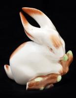 Zsolnay porcelán nyuszi, kézzel festett, hibátlan, jelzett, m: 7 cm