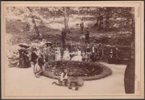 cca 1880-1910 Színésztársulati csoportkép, S. Letzter kassai fotóműhelyéből, 14,5×10 cm