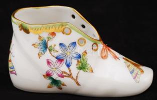 Herendi Viktória mintás cipő, kézzel festett, hibátlan, jelzett, m: 10 cm / Herend chinaware shoe