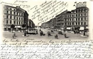 Budapest VI. Oktogon tér, villamos, Budapest napilap litho (EK)