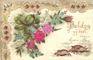 New Year Emb. litho silk card