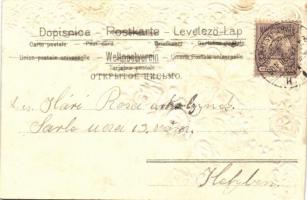 New Year Emb. litho silk card