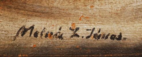 Molnár Z. János: Dinnyés csendélet. Olaj, sérült karton, jelzett, sérült keretben, 24×34 cm