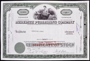 Amerikai Egyesült Államok/Iowa 1970. "Meredith Kiadói Vállalat" részvényelismervénye 20 ré...