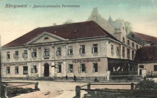Libouchec, Königswald an der Dux-Bodenbacher Eisenbahn, Deutschnationales Vereinshaus; Verlag Viktor Sonntag / German community hall