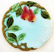 Körmöcbányai szecessziós fali tányér, kézzel festett, hibátlan, d:32 cm