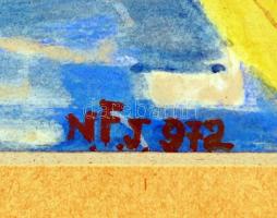 NFT jelzéssel: Téli táj. Vegyes technika, karton, üvegezett keretben, 44×55 cm