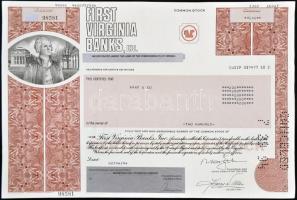 Amerikai Egyesült Államok 1983-1996. 6xklf részvény, közte Virginia 1994. "First Virginia Banks...