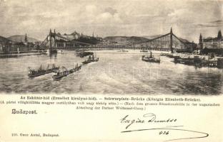 Budapest, Erzsébet királyné híd / Eskütéri híd, a párizsi világkiállítás magyar osztályában volt nagy térkép után, Ganz Antal (EK)