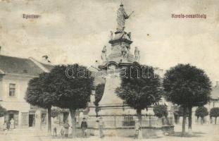 Eperjes, Karaffa vesztőhely, Bútor Nagyáruház, üzletek / monument, shops (fa)