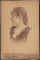 cca 1880-1885 Harkányi Mária bárónő (Harkányi János kereskedelmi miniszter felesége), Strelisky Fotó, keményhátú fotó, feliratozva, 11x16 cm