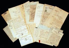 cca 1790- 1914 Vegyes okmány tétel, összesen 22db, (kérelmek, fizetési felszólítások, hagyatéki dokumentumok,stb.) némely okmány viaszpecséttel, vagy okmánybélyeggel ellátva.