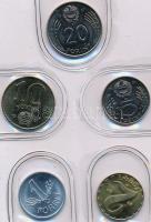 1987. 2f-20Ft 10xklf "Magyar Népköztársaság" forgalmi érméi bordó műbőrtokban T:1