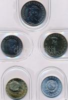 1987. 2f-20Ft 10xklf "Magyar Népköztársaság" forgalmi érméi bordó műbőrtokban T:1