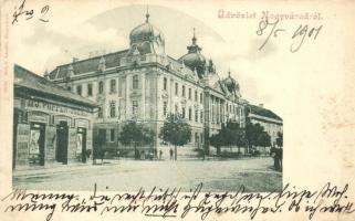 Nagyvárad, Pénzügyi palota, Ifj. Popper József vegyeskereskedése; kiadja Helyfi László / grocery shop