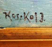 Koszkol jelzéssel: Mediterrán város. Olaj, fa lemez, keretben, 13×17 cm