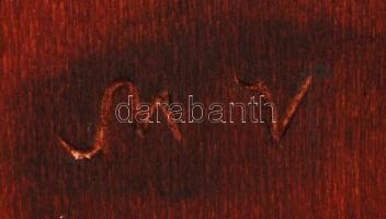 Maksymets Viktor: Farkasra támadó sasmadár kézzel faragott szobor, levehető szárnyakkal, pácolt hárs...